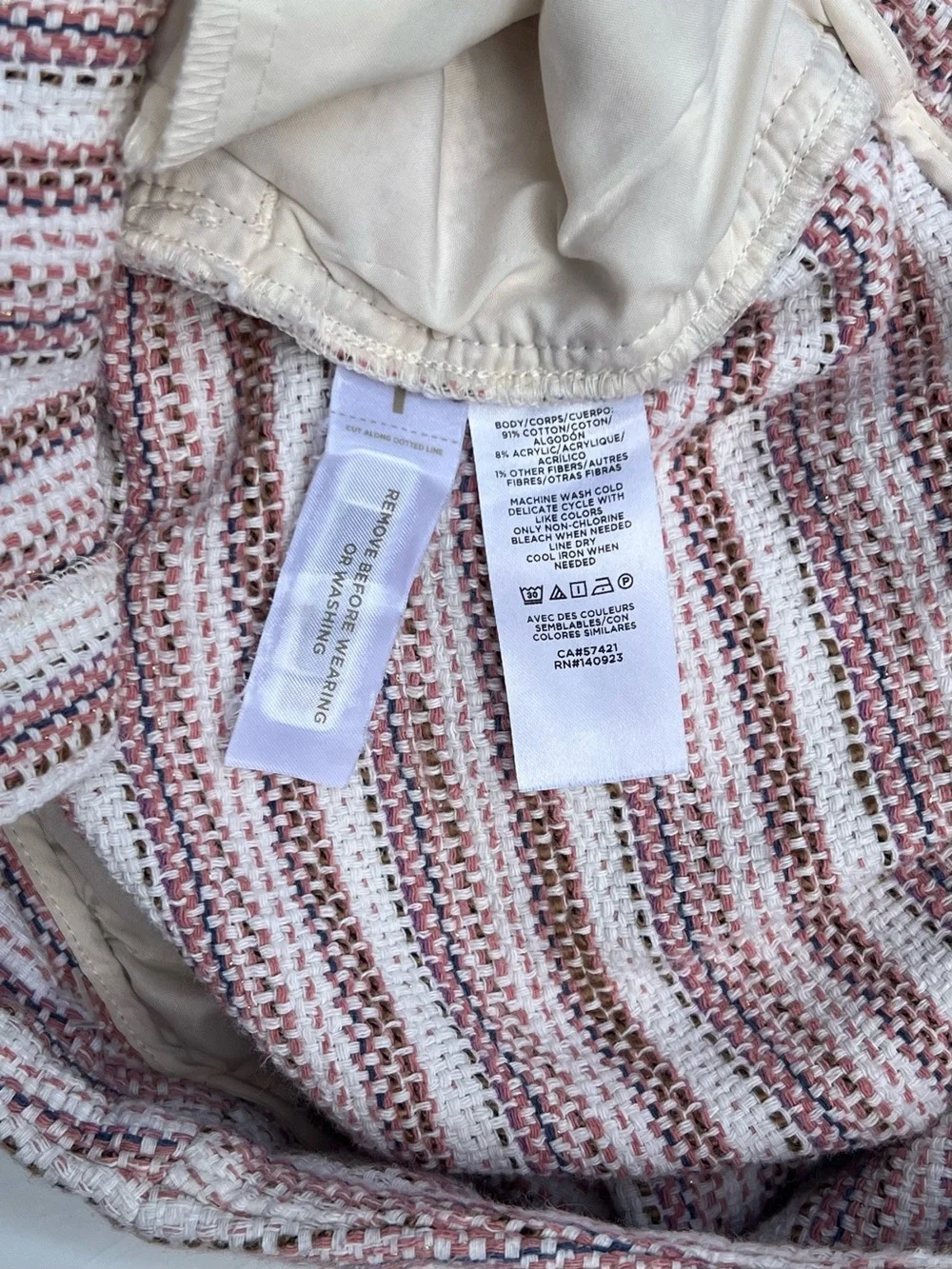 LOFT Riviera Cotton Tweed Bouclé Shorts Size 8 Pink Metallic Preppy Coastal Chic